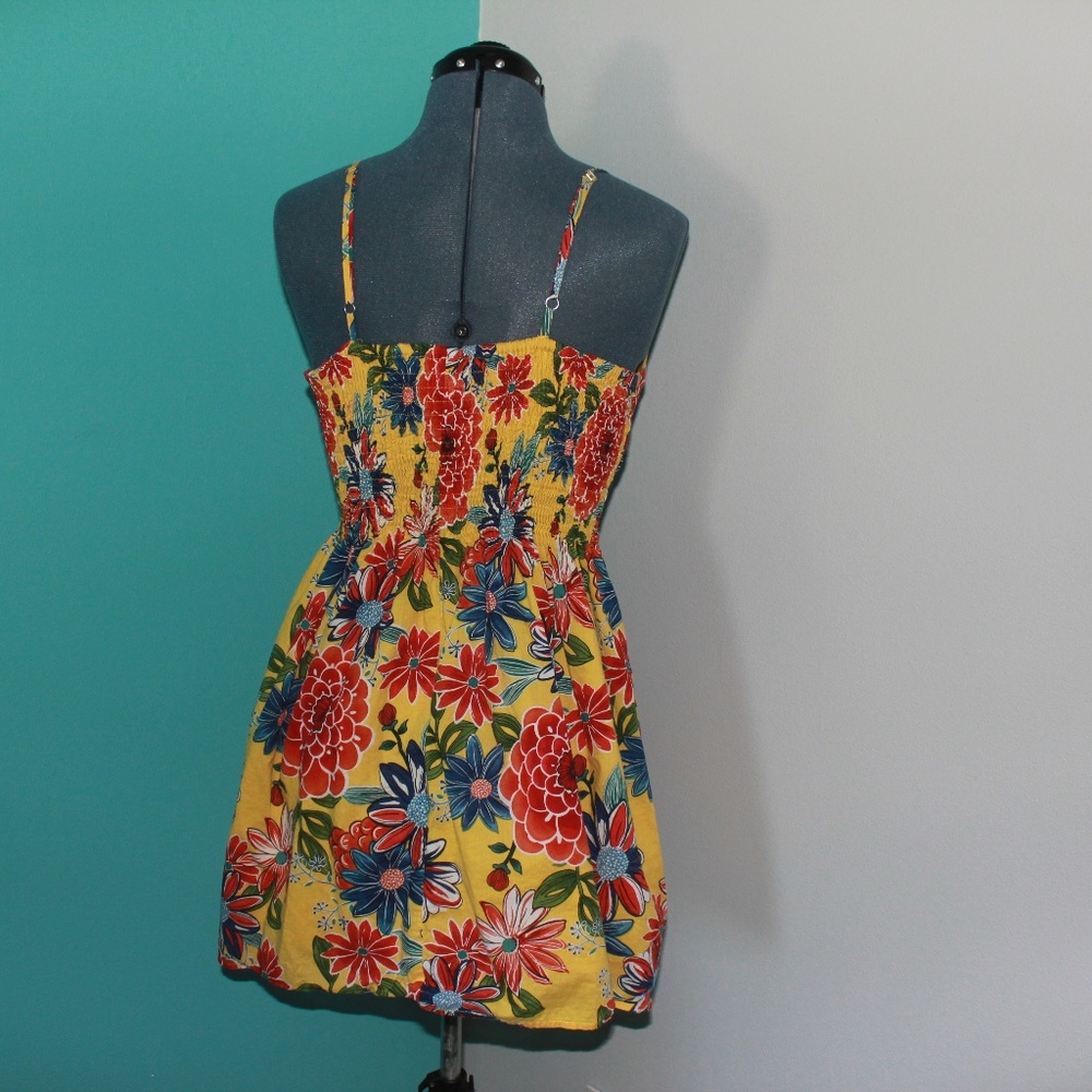 Tropical Summer Mini Dress Yellow Xhilaration - Picture 2 of 5